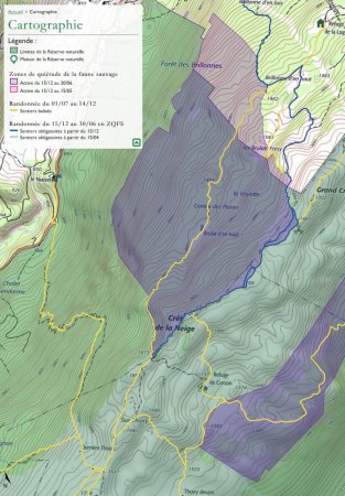 Carte Réserve Naturelle  de la Haute Chaîne du Jura