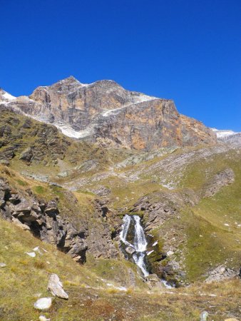 Les lacs sont au pied de la parroie un peu rouge/brune