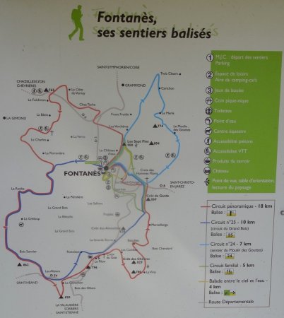 Carte des randonnées de Fontanès.