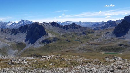 Lac Verdet, lac de Grattaleu, refuge du col du Palet, vallon du col de la Tourne à gauche