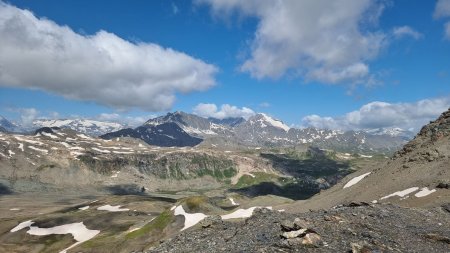 Panorama sur les sommets de la Vanoise, de la Pointe Nord de Bézin