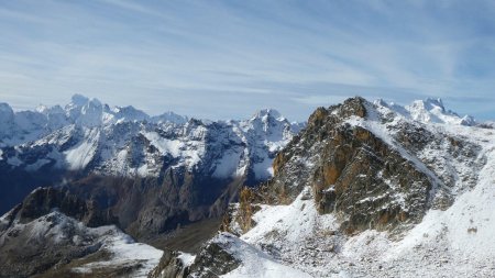 Barre des Ecrins, la Grande Ruine, la Meije.