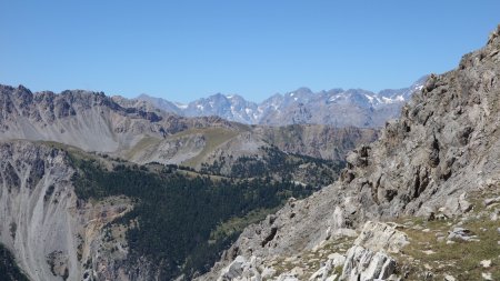 Aperçu des Ecrins dans la montée