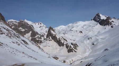 Roche Colombe surmontée par le Grand Galibier et le sommet est, arêtes de la Bruyère et col de la Ponsonnière puis Pic de la Moulinière