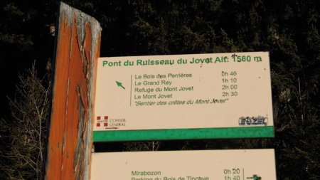 Panneau / Pont du Ruisseau du Jovet