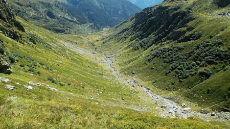 Descente du vallon de la Louïe Blanche, à flanc de montagne.