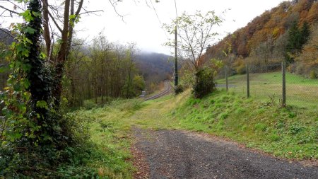 Chemin en bordure de voie ferrée.