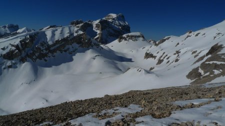 La neige soufflée par le vent, j’en profite pour faire une pause au sec !