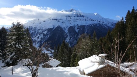 Les Granges des Frasses avec le Mont Joly.