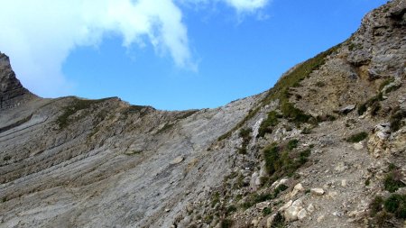 Sur l’échancrure jaunâtre permettant l’accés à la selle herbeuse du Rasoir.