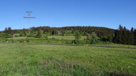 Vue du Chalet de Raffy et la D18 à traverser pour rejoindre le PR367.