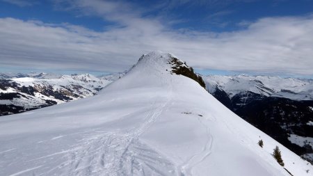 Retour vers le col, vue arrière vers le sommet