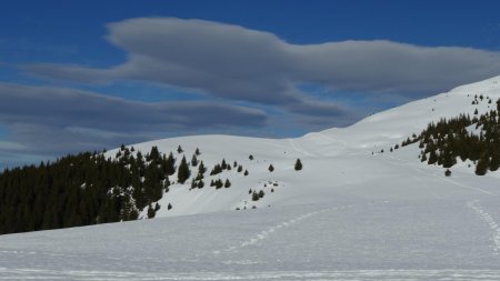 Regard arrière sur le petit dôme des Plagnes.