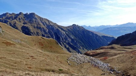 La Pouprezaz, vue vers la Pointe de la Portette, Rocheboc, Alpes Grées et Vanoise