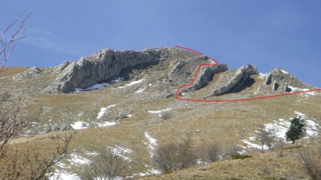 Descente du pic Melette que nous avons dû effectuer pour rejoindre celui des Miauzes