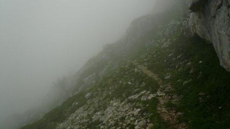 Direction le nord sur le Sentier des Deux Cols. Regard arrière ici ça commence à aller mieux.