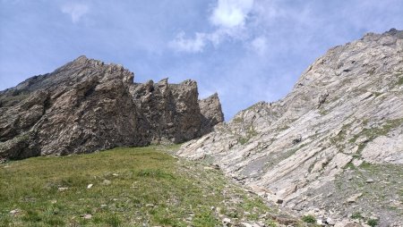 Le couloir d’accès à la crête est déjà une course en soi !