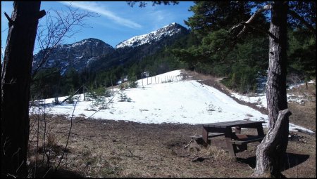 Vue de l’Aire de pique-nique au départ.