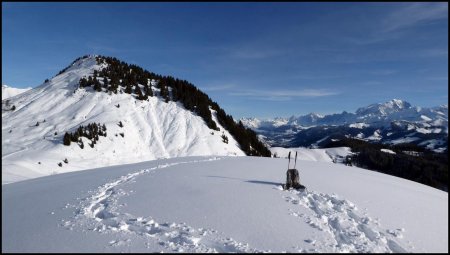 Sur le dôme de la Tête, Praz Vechin et Mont Blanc