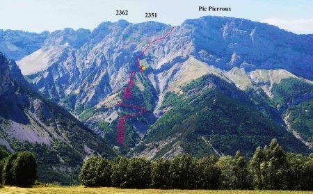 Autre vue d’ensemble de l’itinéraire (point orange = source de Chauchas)