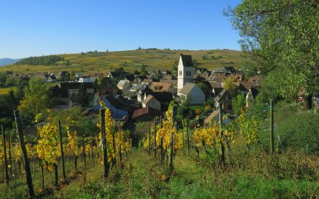 Mais avant de repartir vers Beblenheim, un petit regard sur Mittelwihr, au pied de la Colline des Amandiers et du Grand Cru Mandelberg.