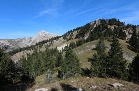 Descente sur le collet avec la Tête des Usclas.