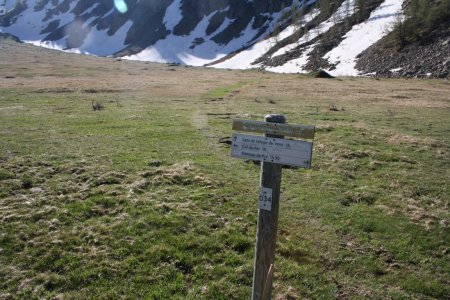 Balise 34 pour la baisse de la côte et la jonction avec les Lacs de Vens