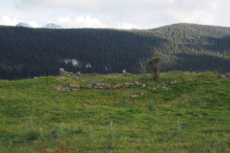 Les ruines d’un chalet d’alpage.