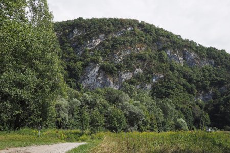 L’arrivée au gué, face au mollard de Vions.