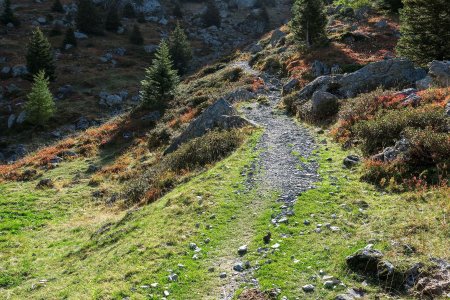 Agréable sentier vers le Pas de la Coche