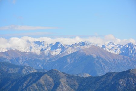 Les sommets de la Vésubie (de gauche à droite, Roche Risso, Cime Cabret, Ponset, Neiglier, Chamineye)