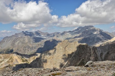 Vers la Pointe Rénod, Glacier de Chavière et Péclet/Polset