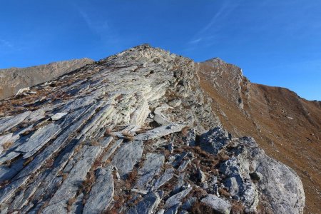 Sur la crête de la Roccia Ferra.