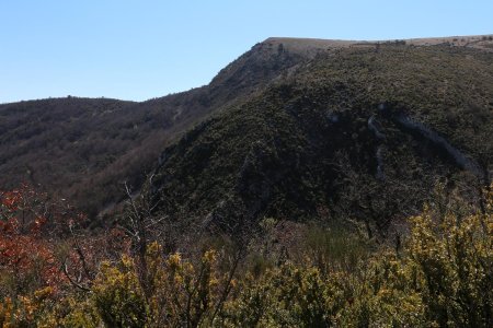 La crête de la Montagne Sauveginoux parcourue à la montée avec le ressaut de profil.