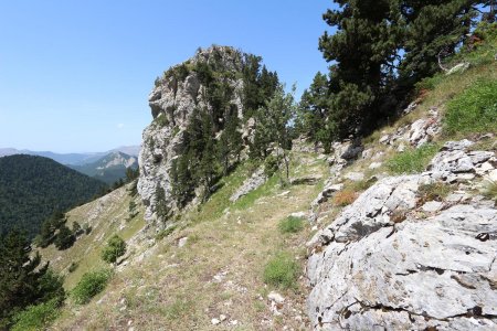 L’arrivée au col du Vallon avec la Tour Carrée.