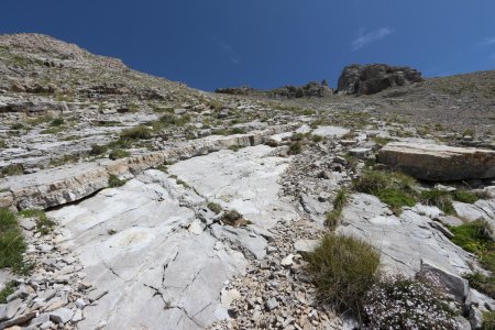 En haut du ravin sous le Jumeau 2517m.