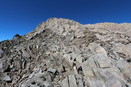 Montée au sommet du Rocher Blanc.