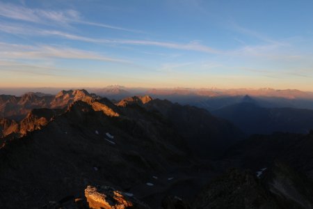 Coucher de soleil : Pic du Frêne, Mont Blanc, Vanoise.