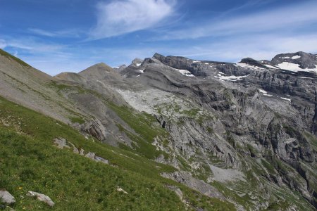 Vue arrière dans la descente vers la Tête de Pérua