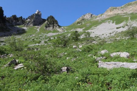 Le versant est du col de Curtillet de plus bas.