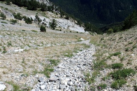 Dans la descente pénible du Ravin de la Traverse