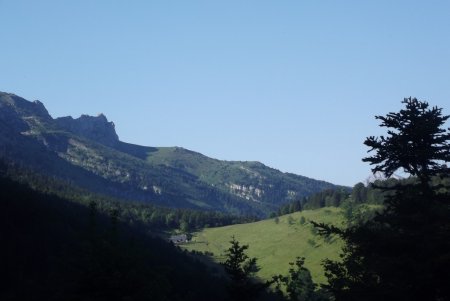 Au départ, vue sur le refuge des Allières