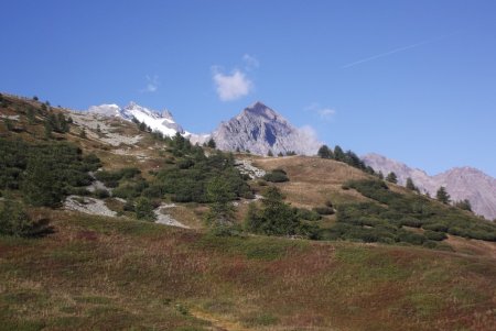 Au départ, vue sur la Meije