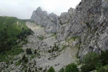 Vue arrière sur la combe parcourue 