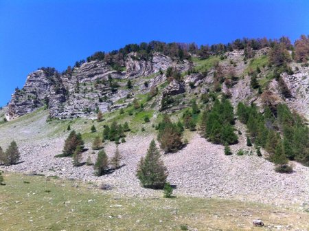 Barre rocheuse sur la droite au départ