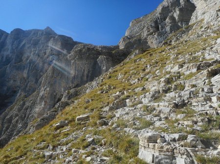 Les 1er gradins de la combe de Bure, ne pas aller trop haut.