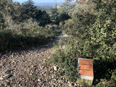 On arrive de la droite, prendre le sentier qui descend.