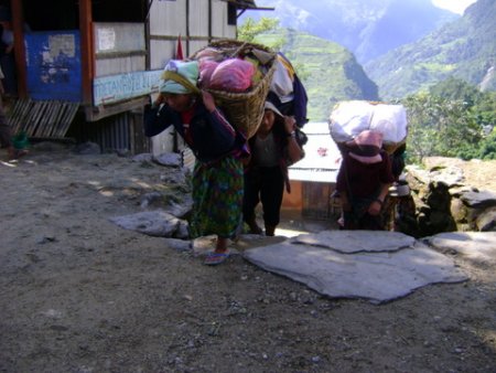 Femme ou homme les charges portées sont identiques pour un salaire journalier de 400 roupies (4€00