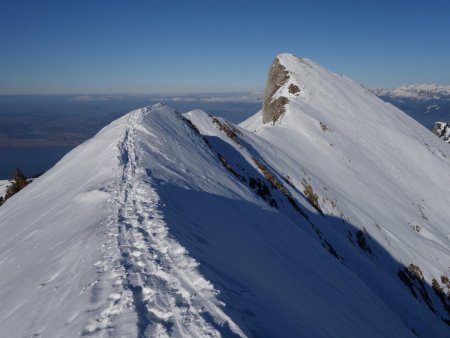 Arrivée sur l’antécime, avec vue sur la crête à parcourir.