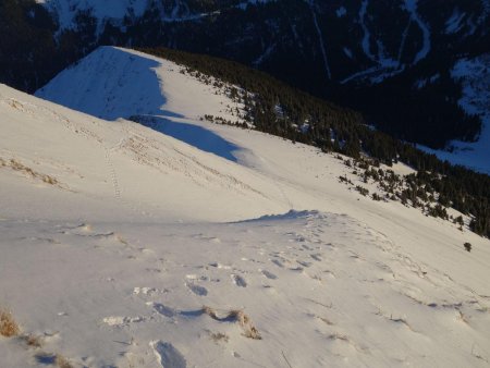 La partie raide de la descente...